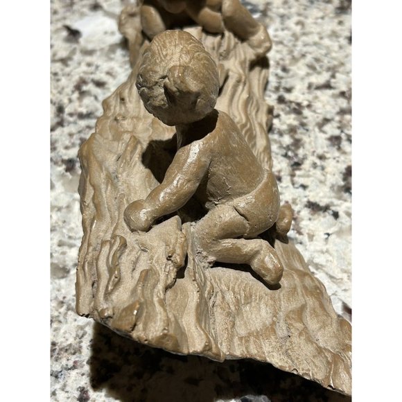 Vtg Haeger Pottery M.Strubel Sculpture 2 Children On A Fallen Tree - Picture 8 of 16